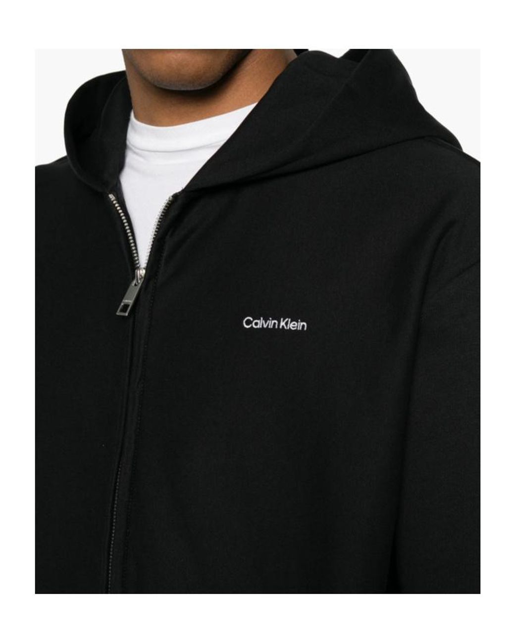 Calvin Klein Black Zip-Up Logo Hoodie for men