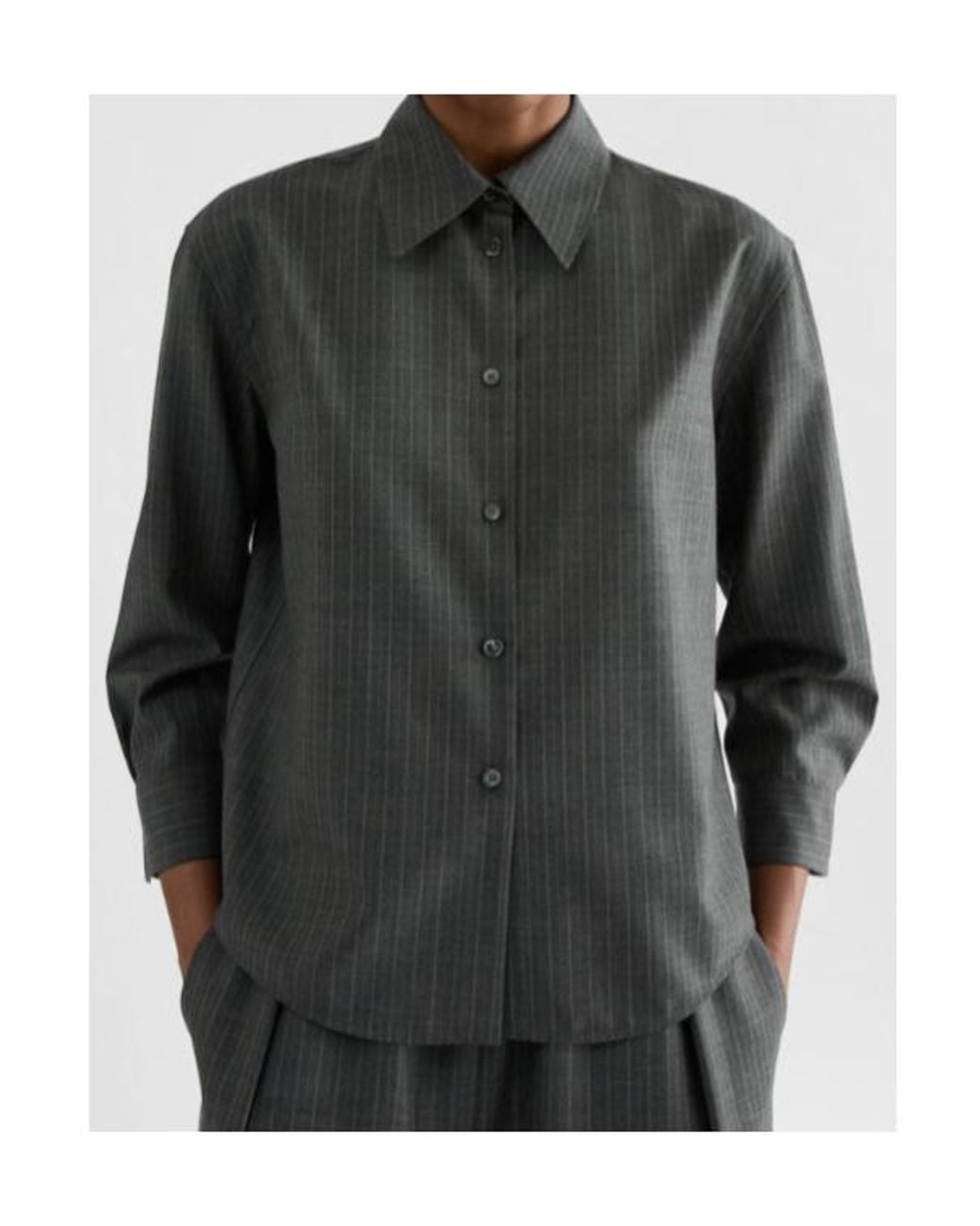 Jil Sander Gray Shirt 158 Pinstripe Shirt