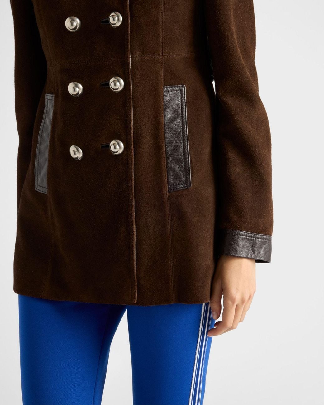 Prada Brown Double-Breasted Suede Caban Jacket