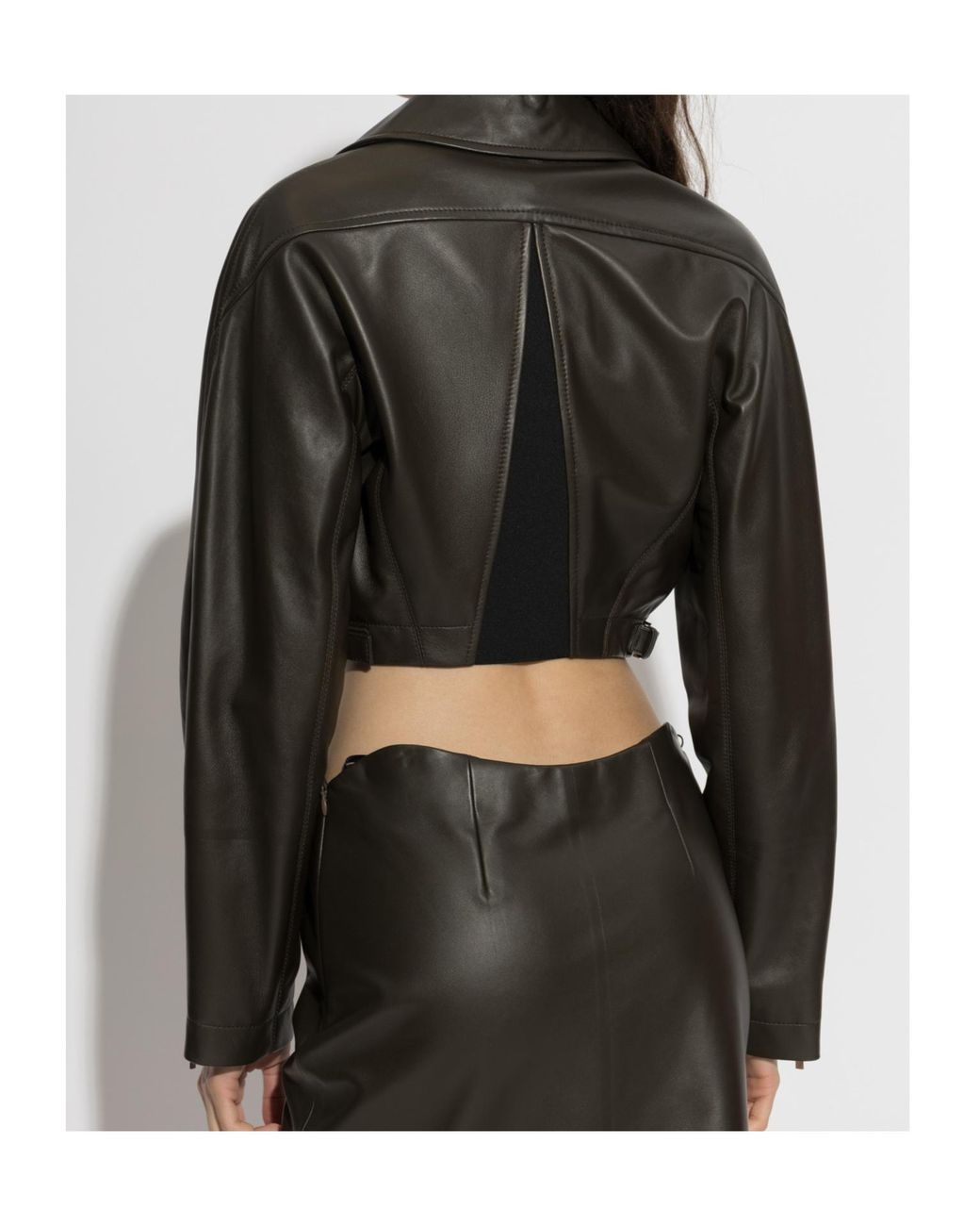 Alaïa Black Alaïa Zip-Detailed Cropped Biker Jacket
