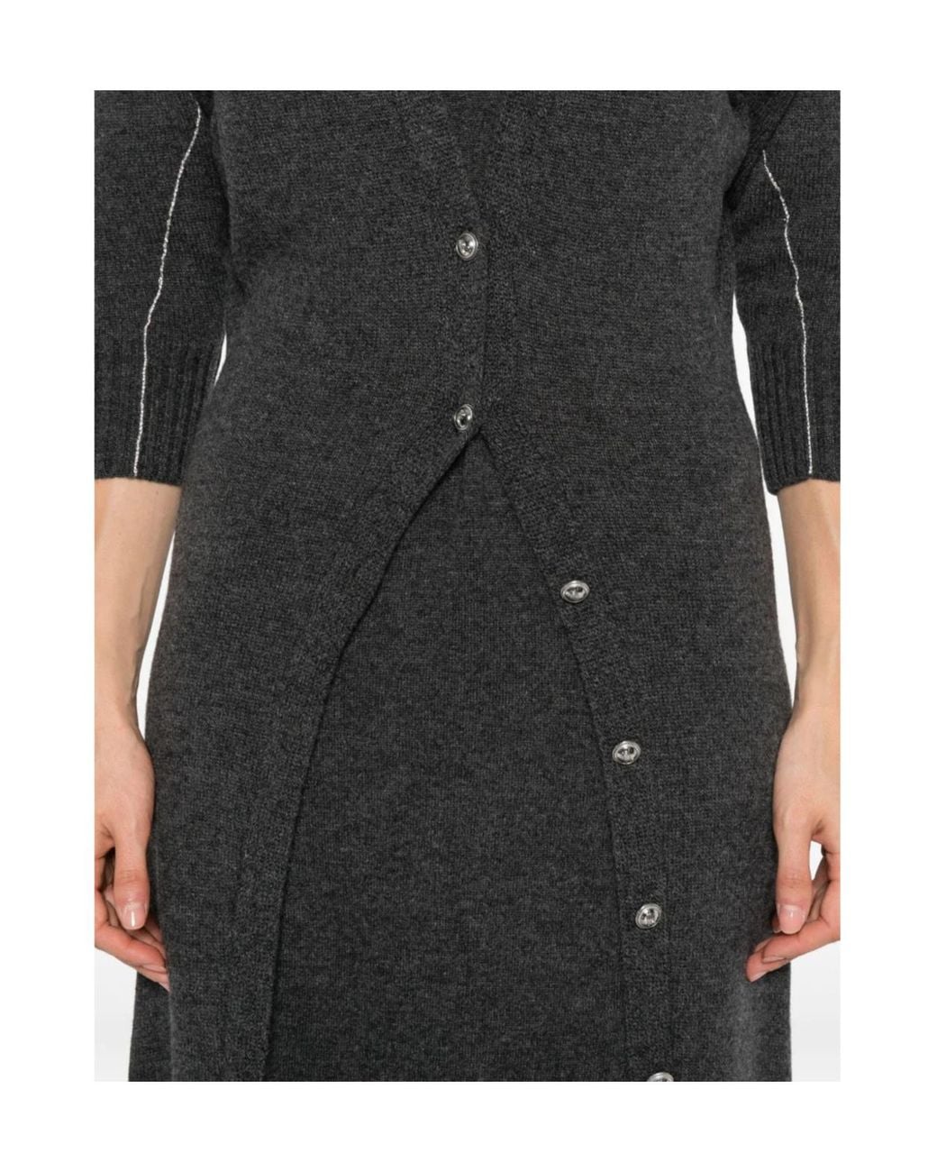 Rabanne Black Layered Knitted Midi Dress