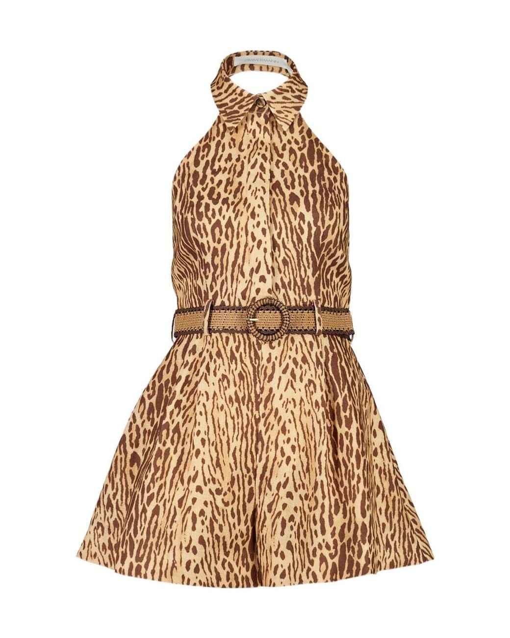 Zimmermann Natural Cascadian Halterneck Sleeveless Playsuit