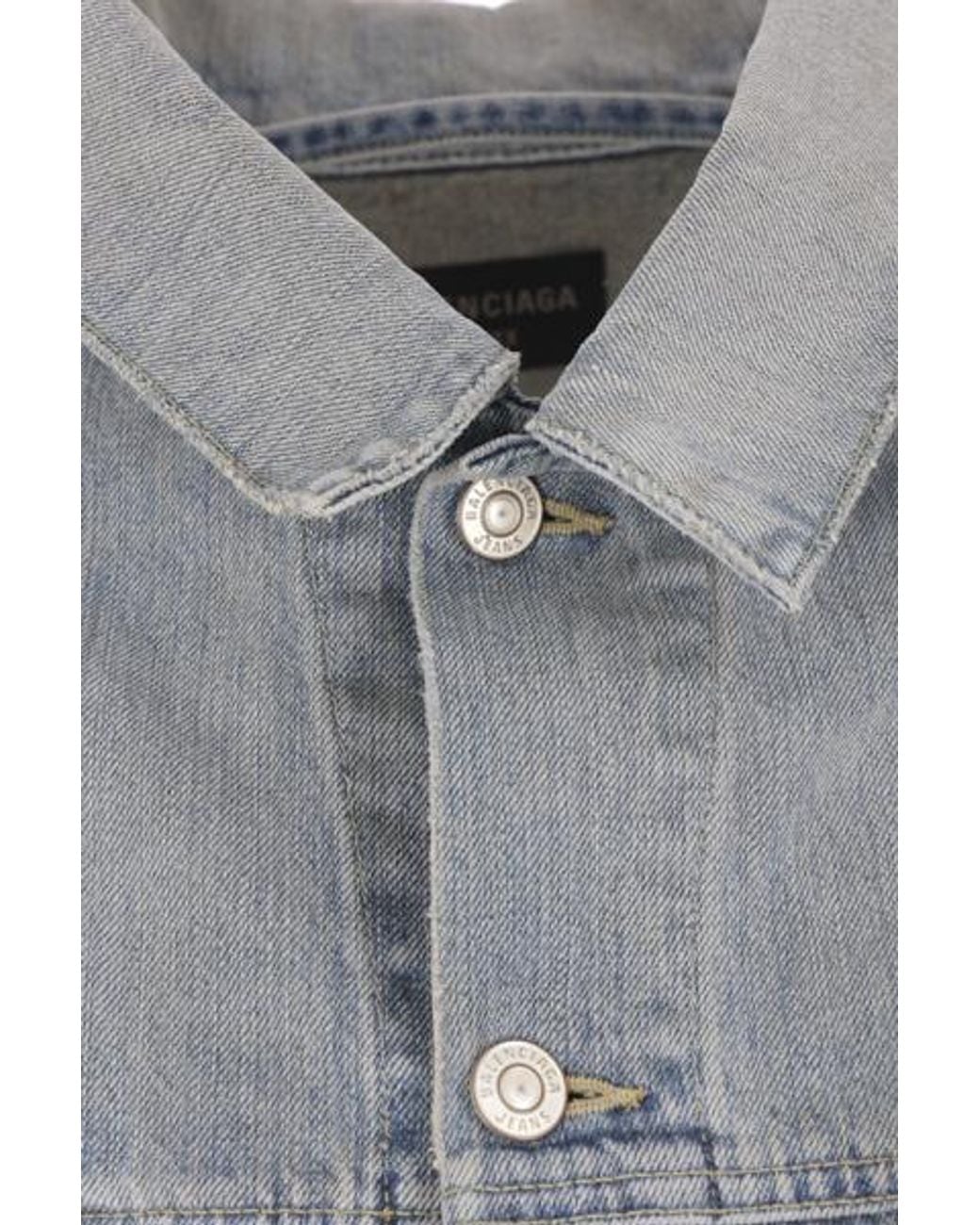 Balenciaga Blue Collared Button-Up Jacket for men
