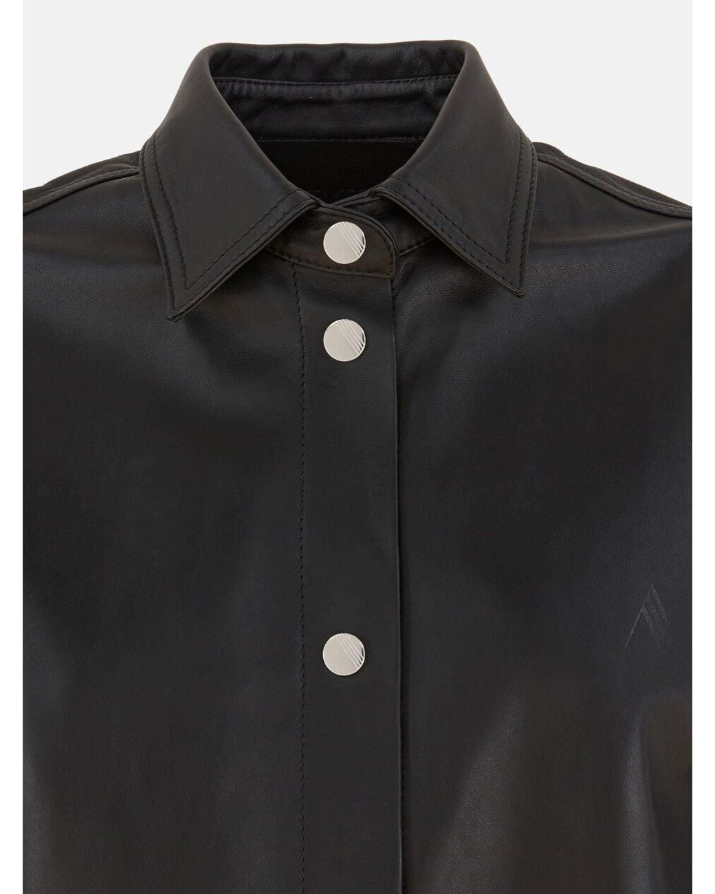 The Attico Black The Long-Sleeved Leather Shirt