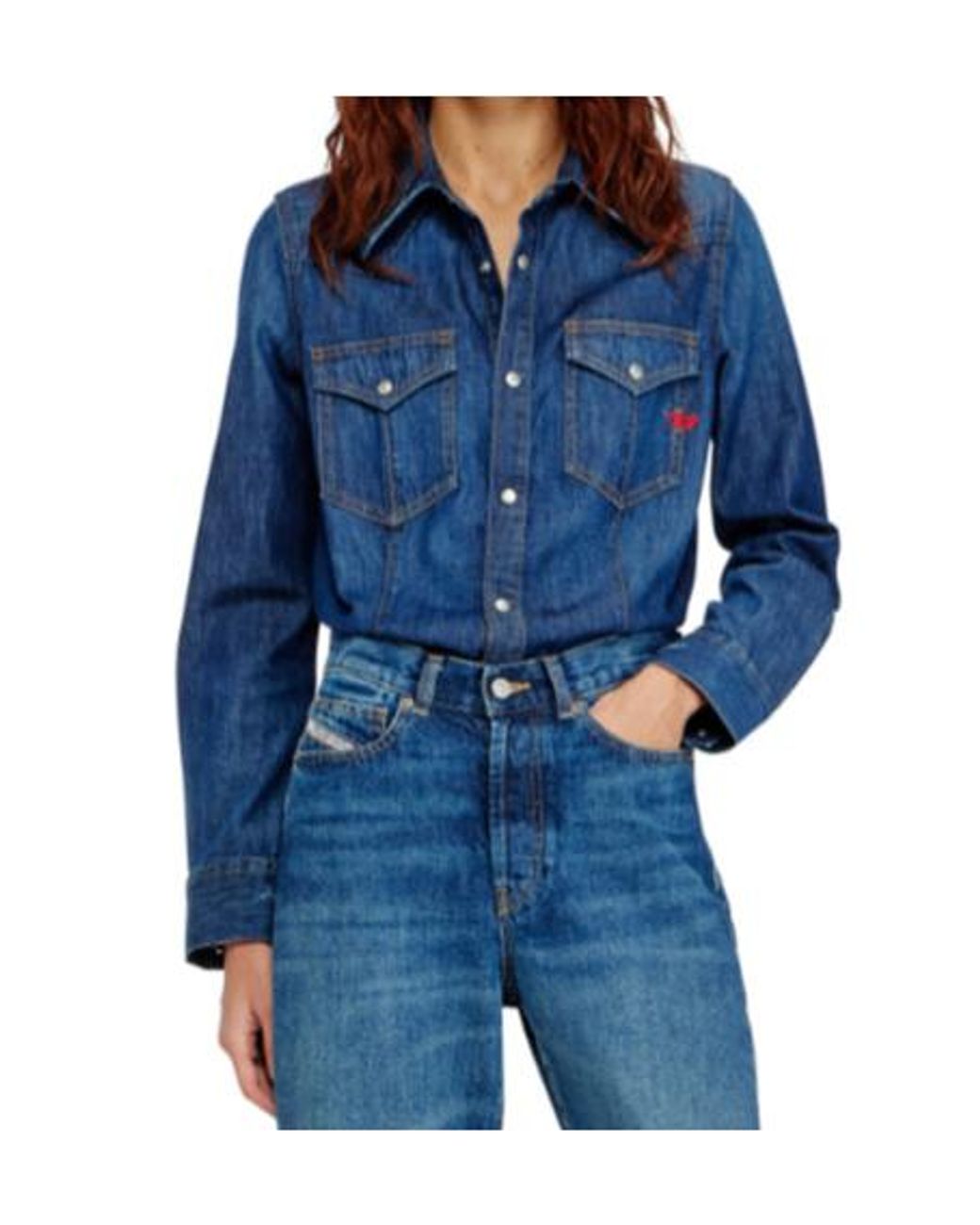 DIESEL Blue De-Waves Western Denim Shirt