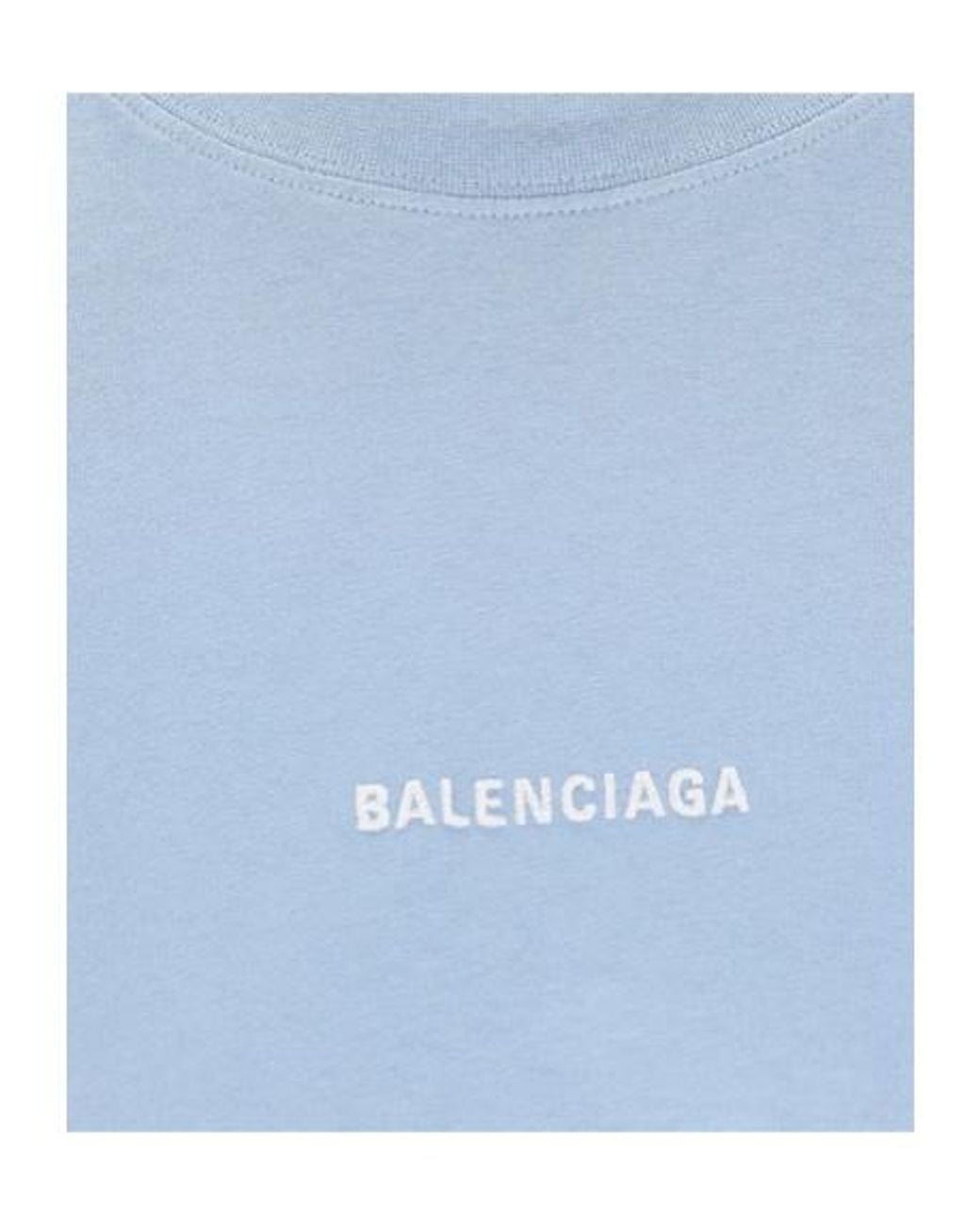 Balenciaga Blue Logo Printed Crewneck T-Shirt