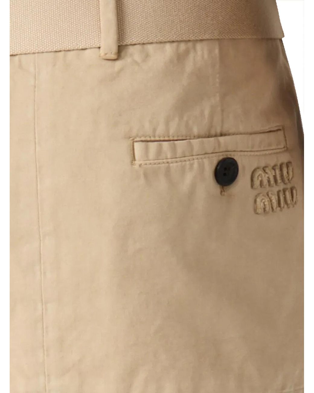 Miu Miu Natural Cotton Belted Mini Skirt