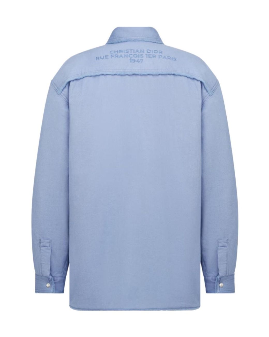 Dior Blue Homme 1947 Logo Embroidered Long-Sleeved Overshirt for men