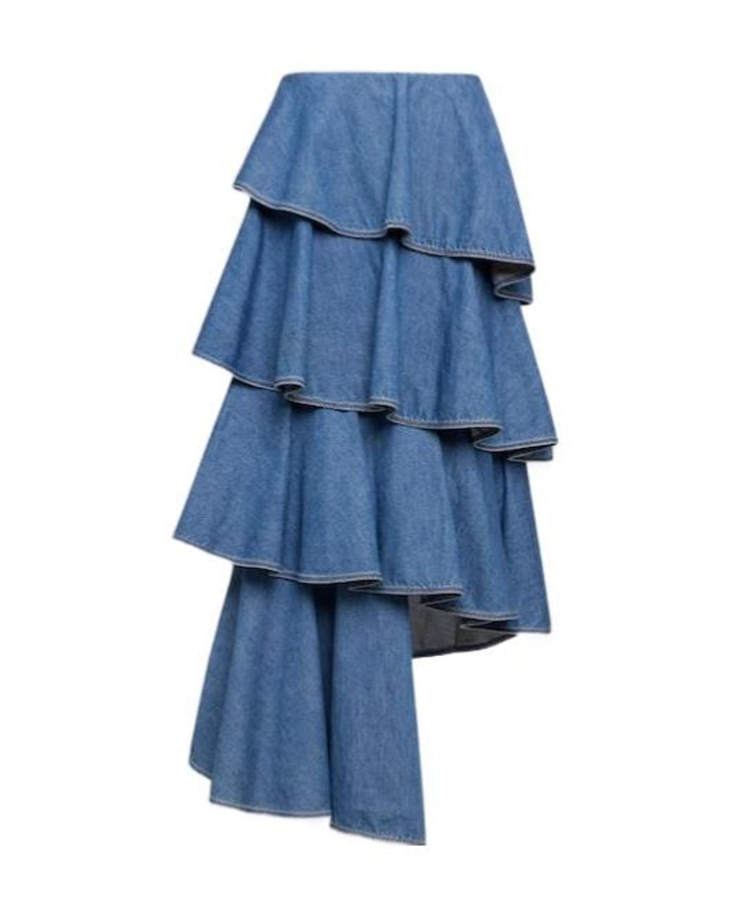Alaïa Blue Denim Spiral Skirt