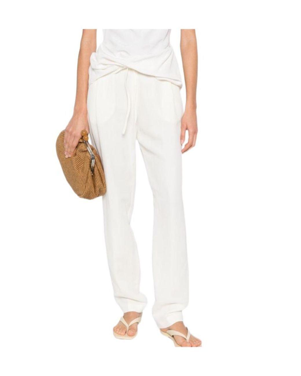 Fabiana Filippi White Straight Leg Drawstring Pants