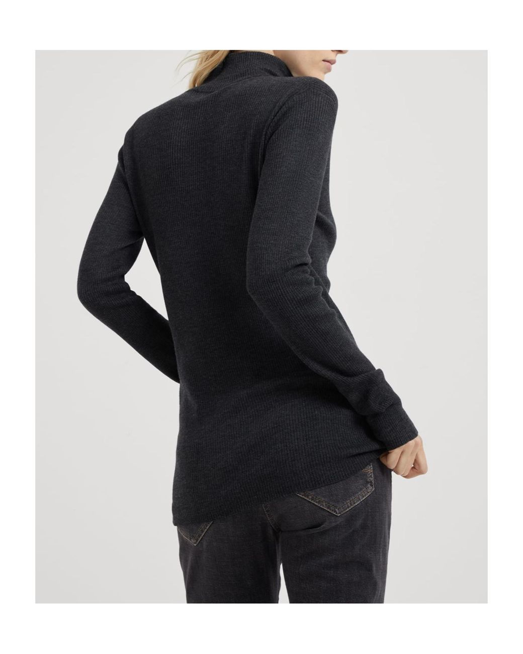 Brunello Cucinelli Blue High Neck Knitted Top