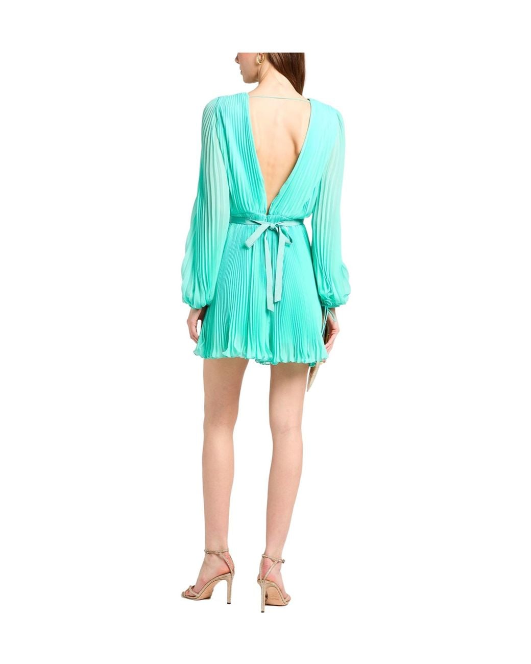 Max Mara Blue Solid Color Comfortable Pleated Dress