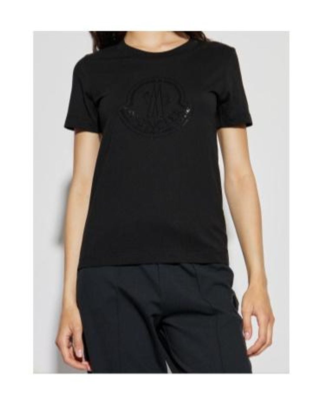 Moncler Black Logo Embellished Crewneck T-Shirt