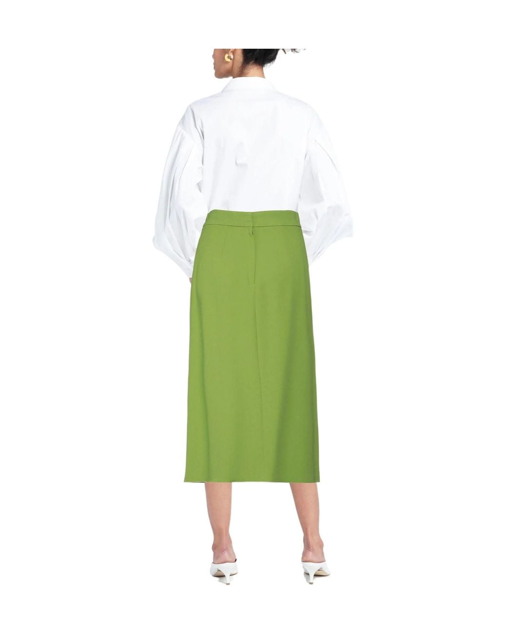 Dolce & Gabbana Green Simple Solid-Color Pencil Skirt