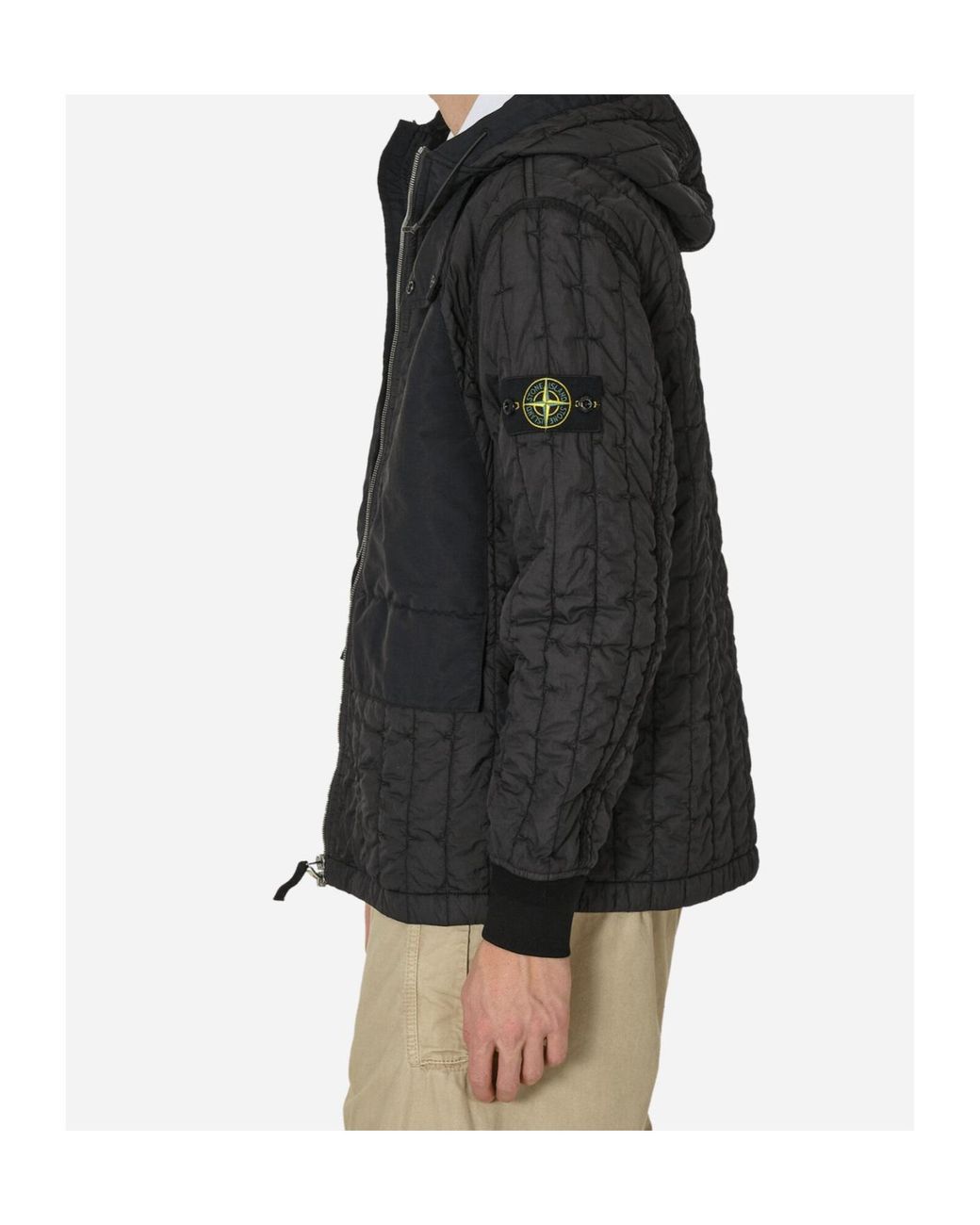 Stone Island Black Compass-Badge Quilted Jacket for men