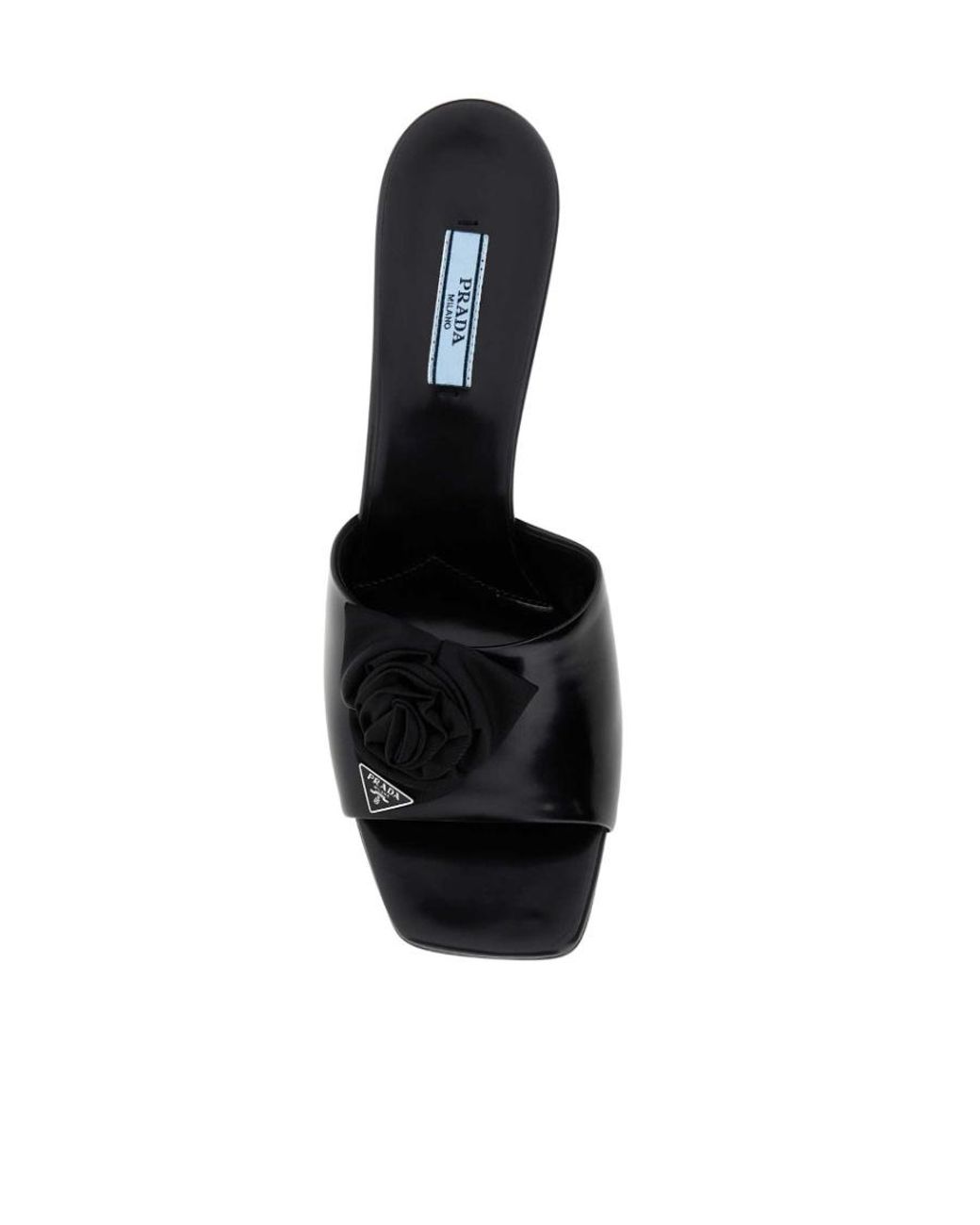 Prada Black Logo High-Heeled Slippers