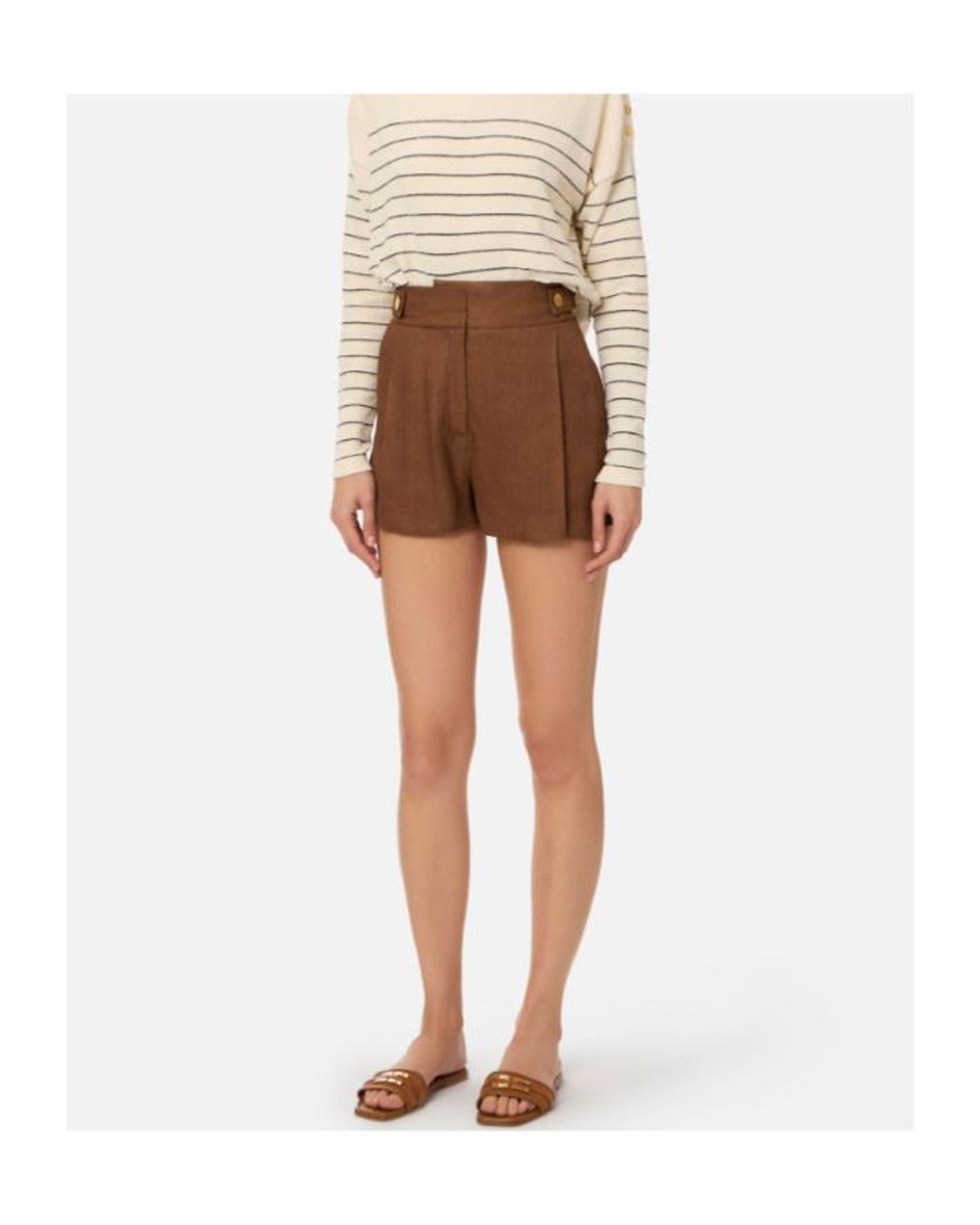Elisabetta Franchi Brown Pleated Shorts
