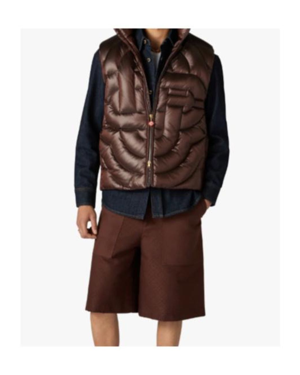 Casablanca Brown Monogram High-Collar Down Gilet for men