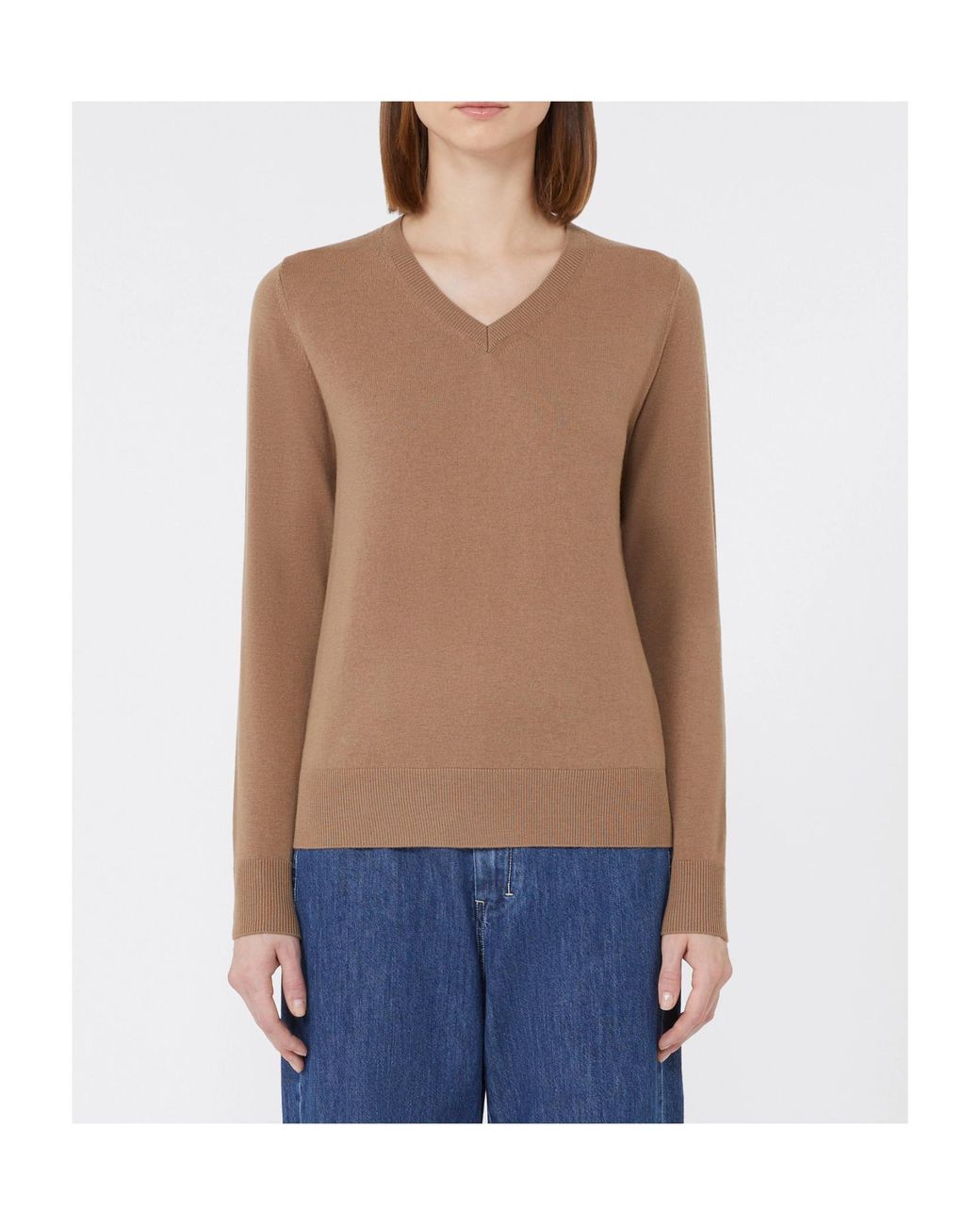 Max Mara Brown 'S Idoneo V-Neck Jumper