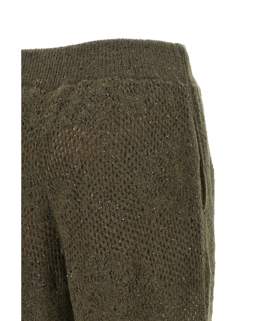 Brunello Cucinelli Green 'Track Flower Lace' Pants