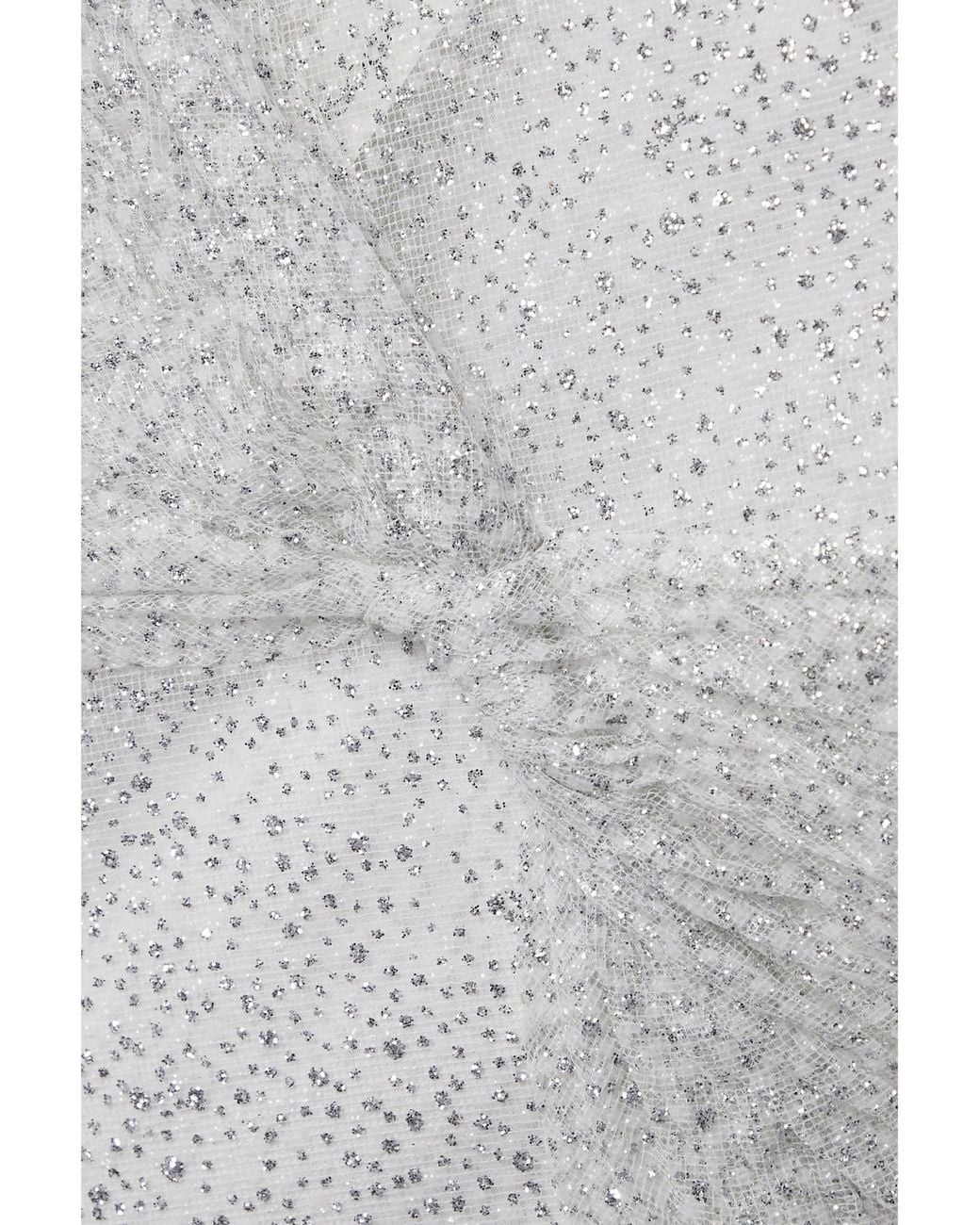 Sandra Mansour White Sequin Train Gown