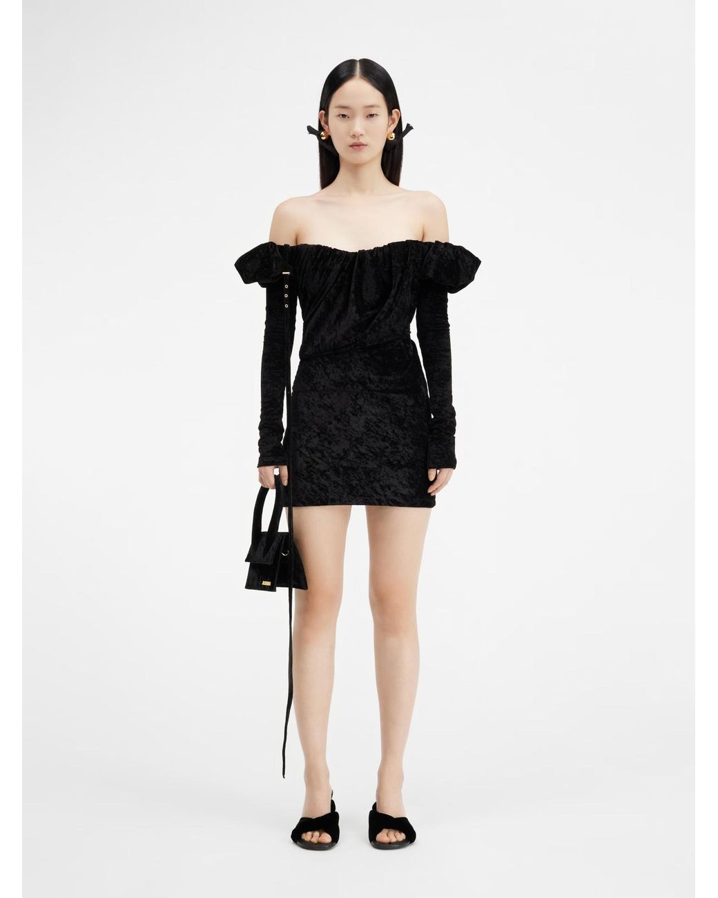 Jacquemus Black Short Pendant Mini Dress