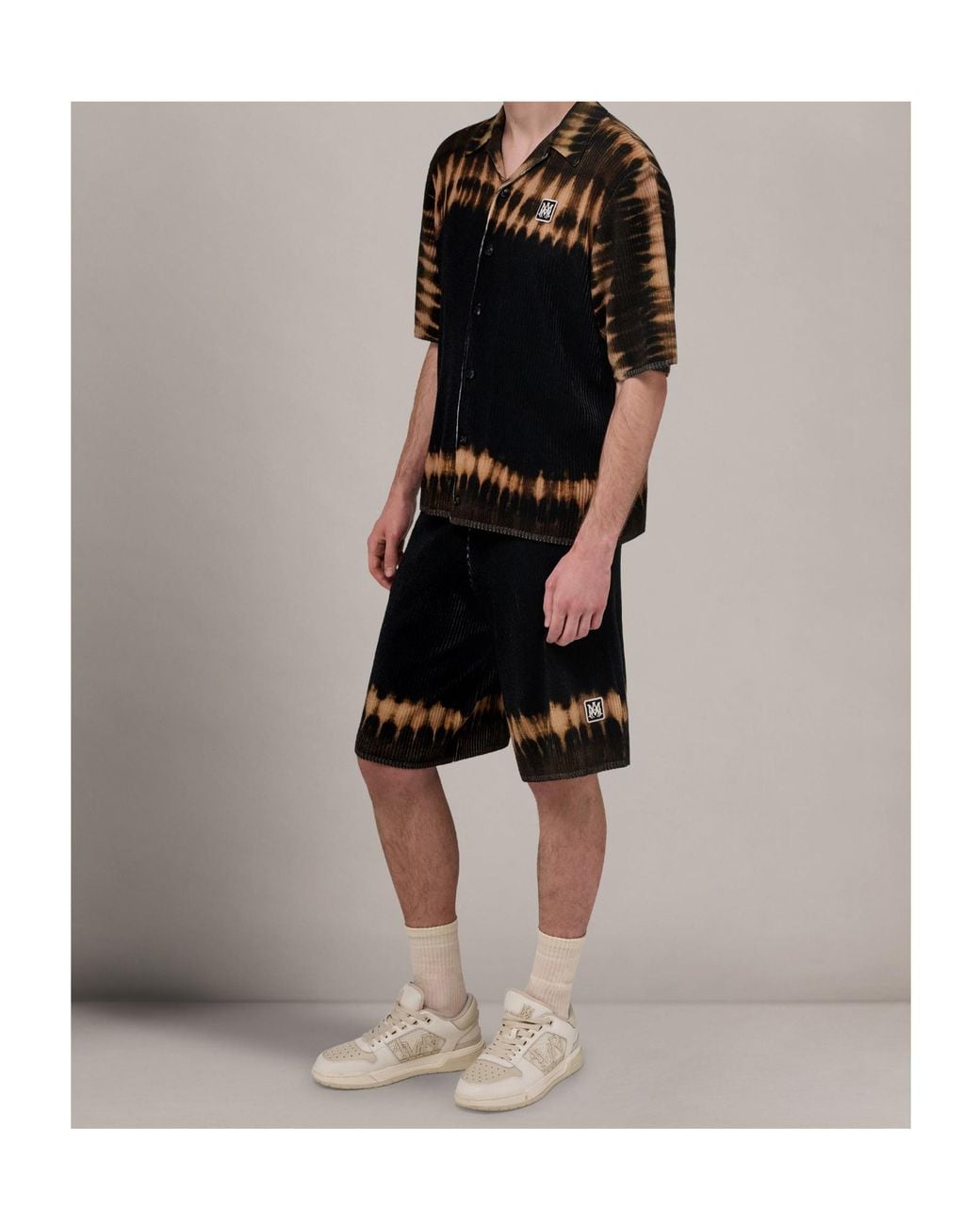 Amiri Black Ma-Patch Tie-Dye Knit Shorts for men