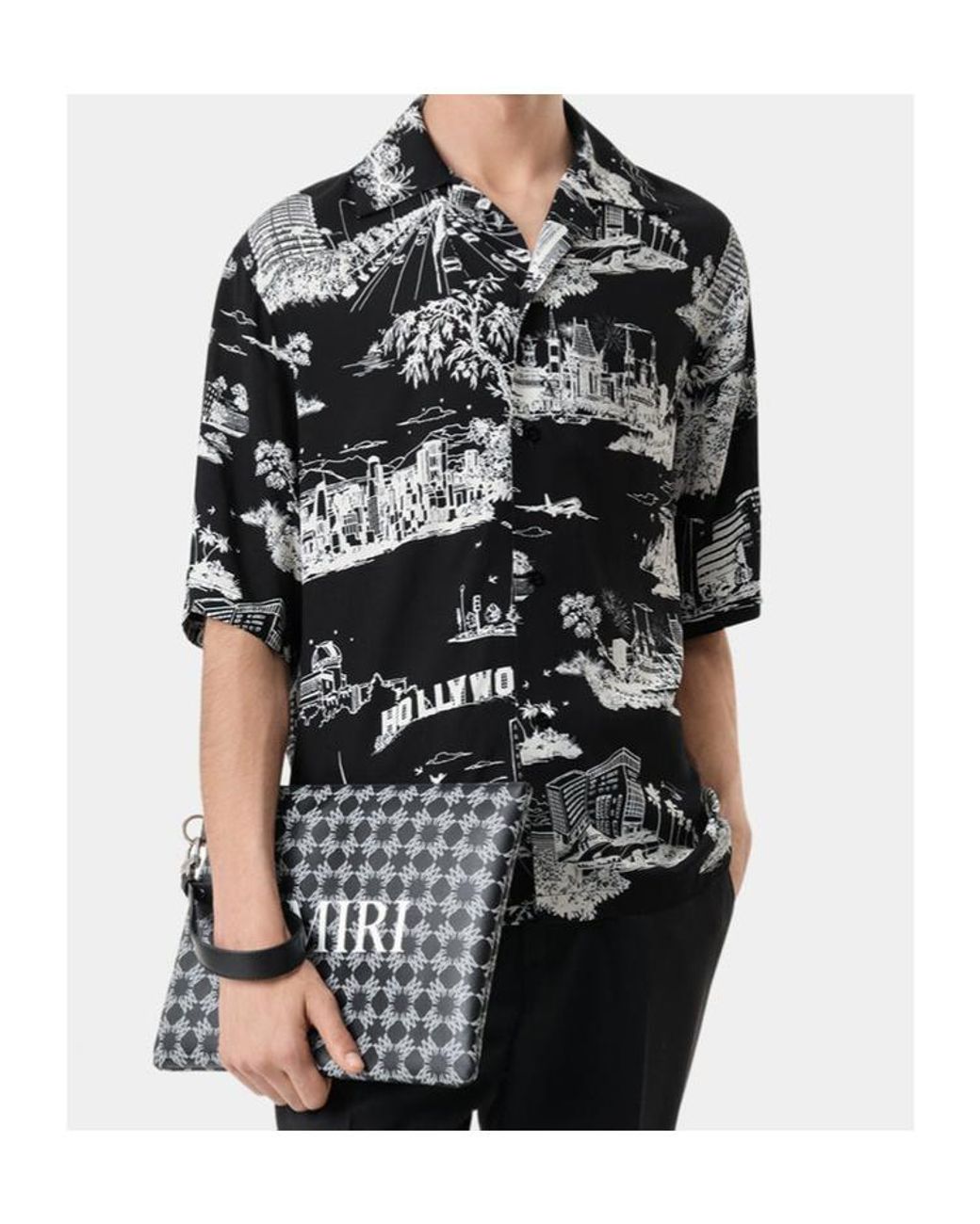 Amiri Gray La Landmark Short-Sleeved Shirt for men