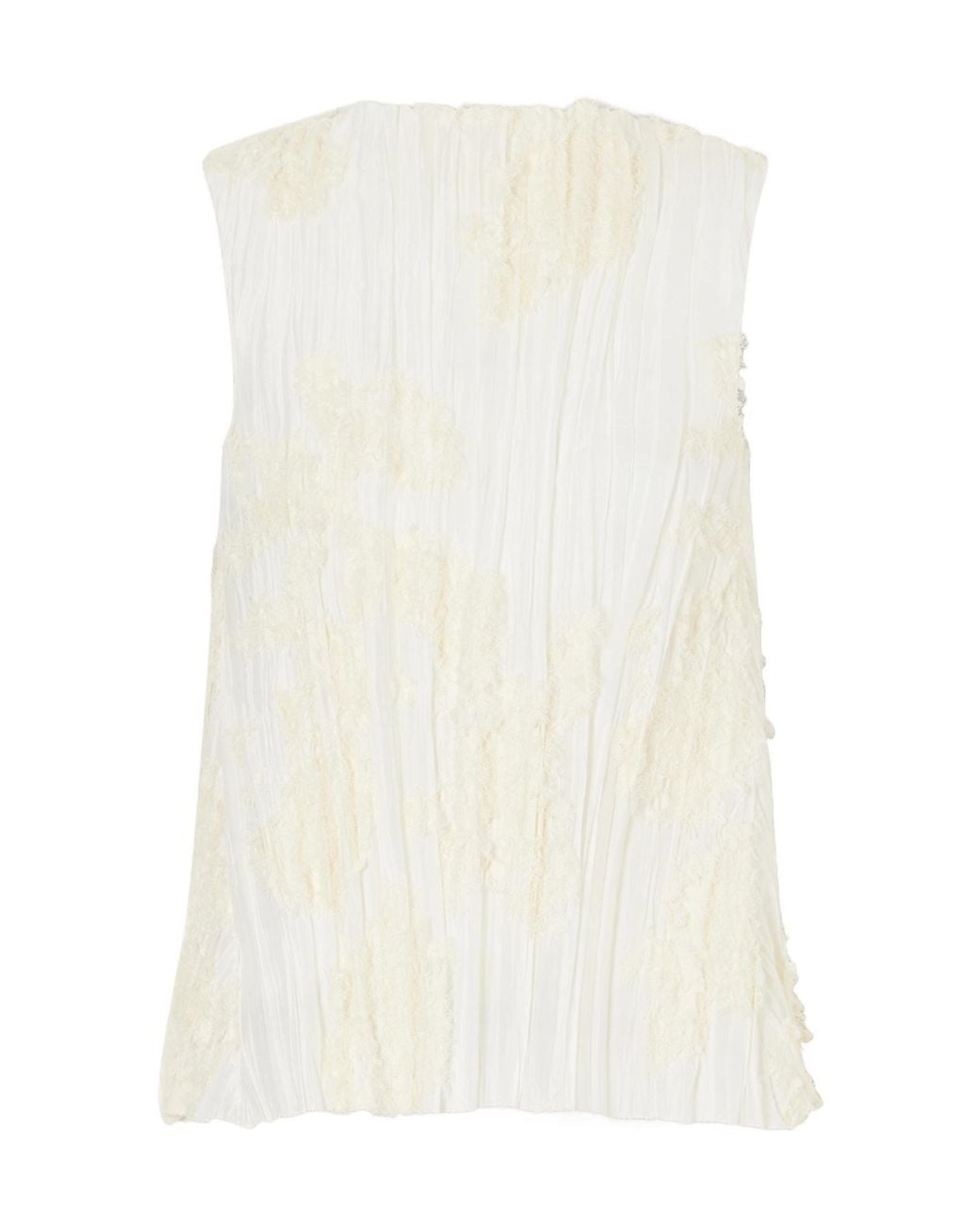 Kallmeyer White Daria Plissé Cotton-Blend Blouse