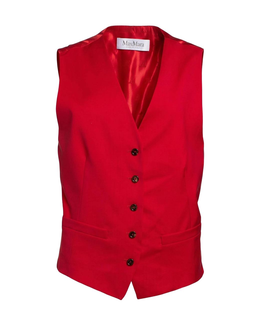 Max Mara Red Single-Breasted Waistcoats