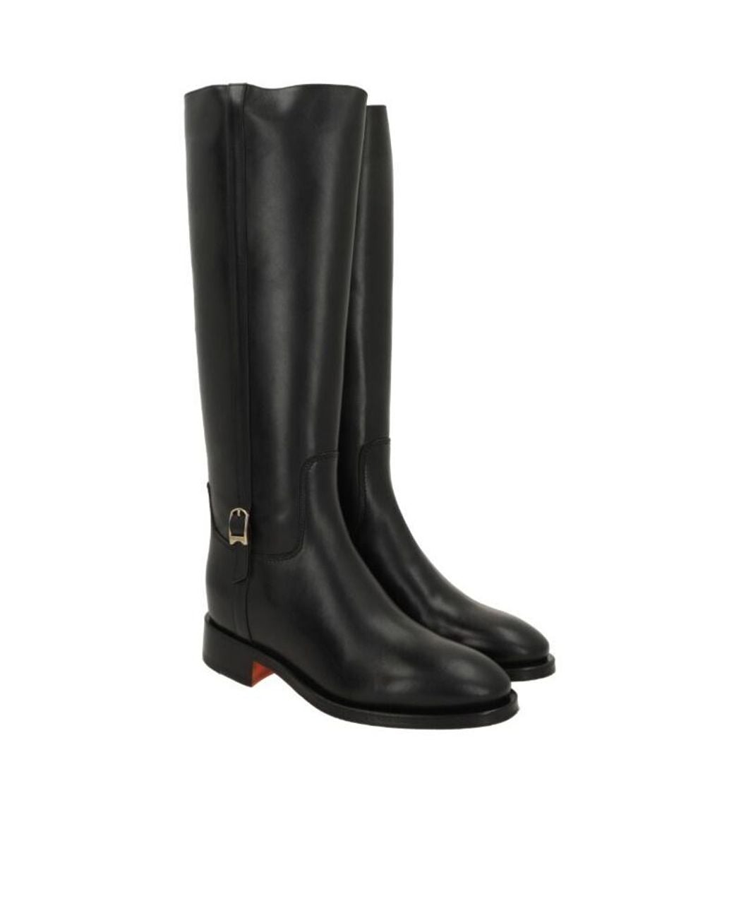 Santoni Black Sivale Buckled Riding Boots