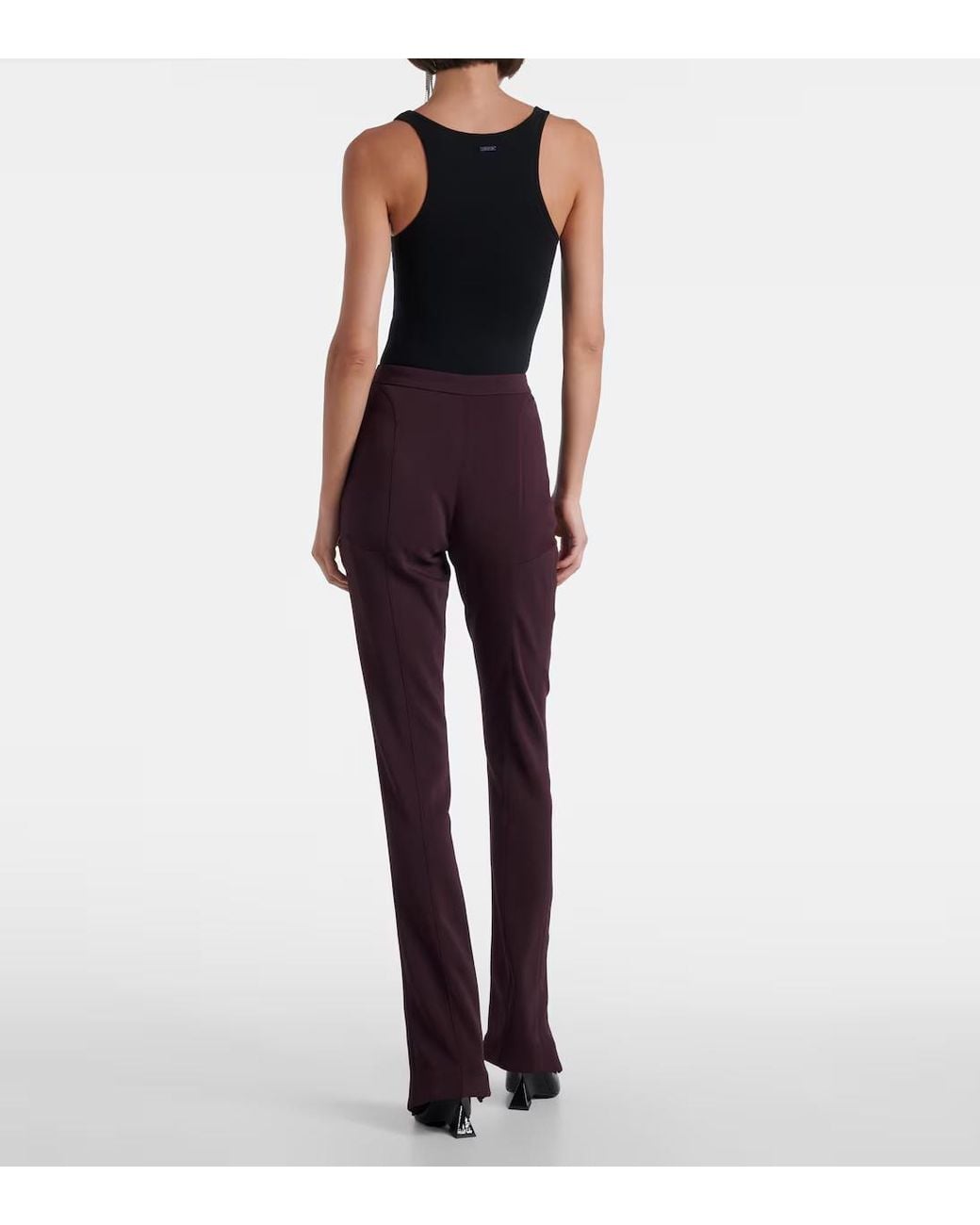 Mugler Purple Slit Trouser Pants