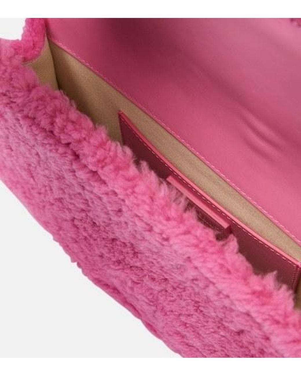 Jacquemus Pink Le Bambidou Shearling Shoulder Bag