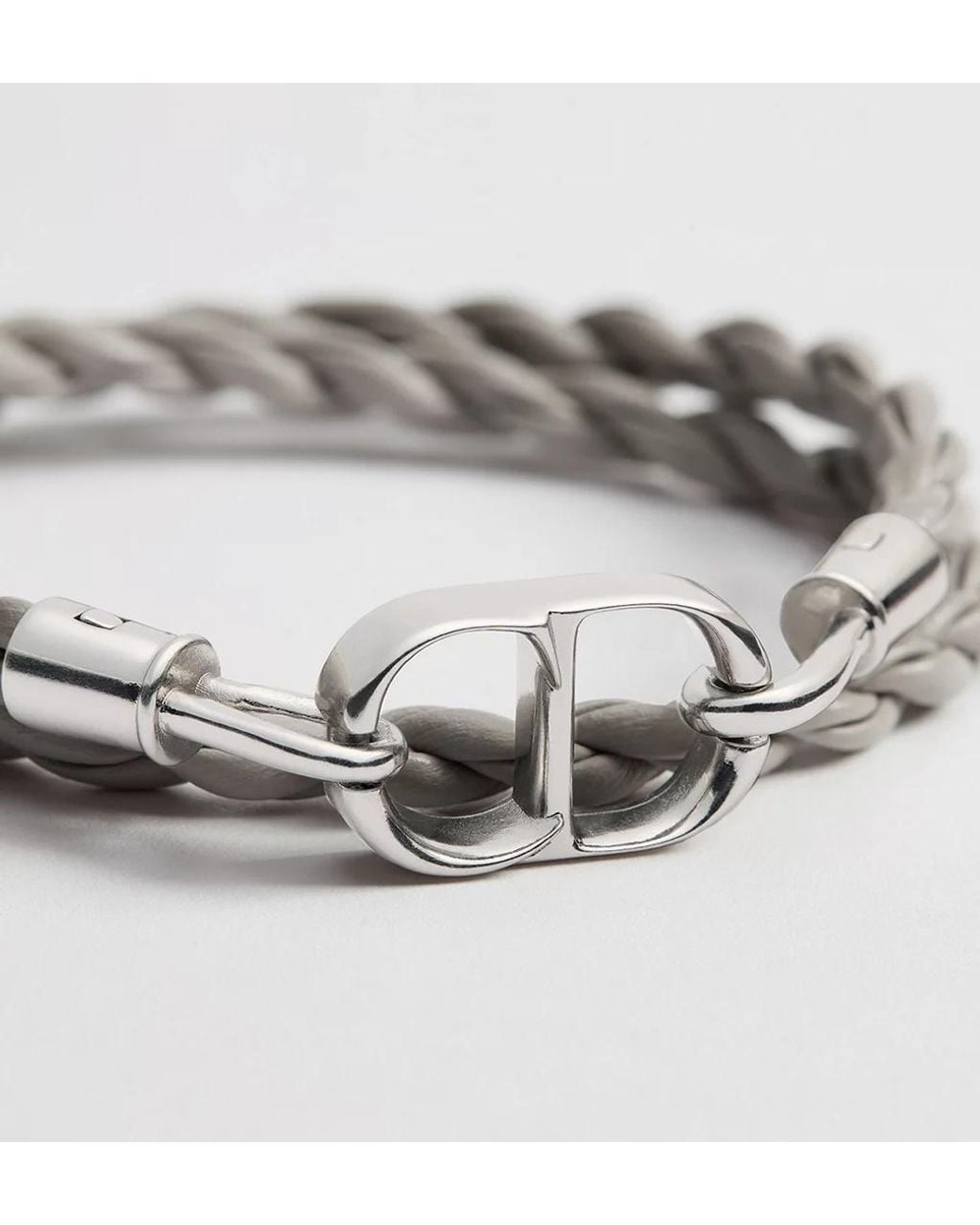 Dior White Cd Icon Woven Leather Double Bracelet for men
