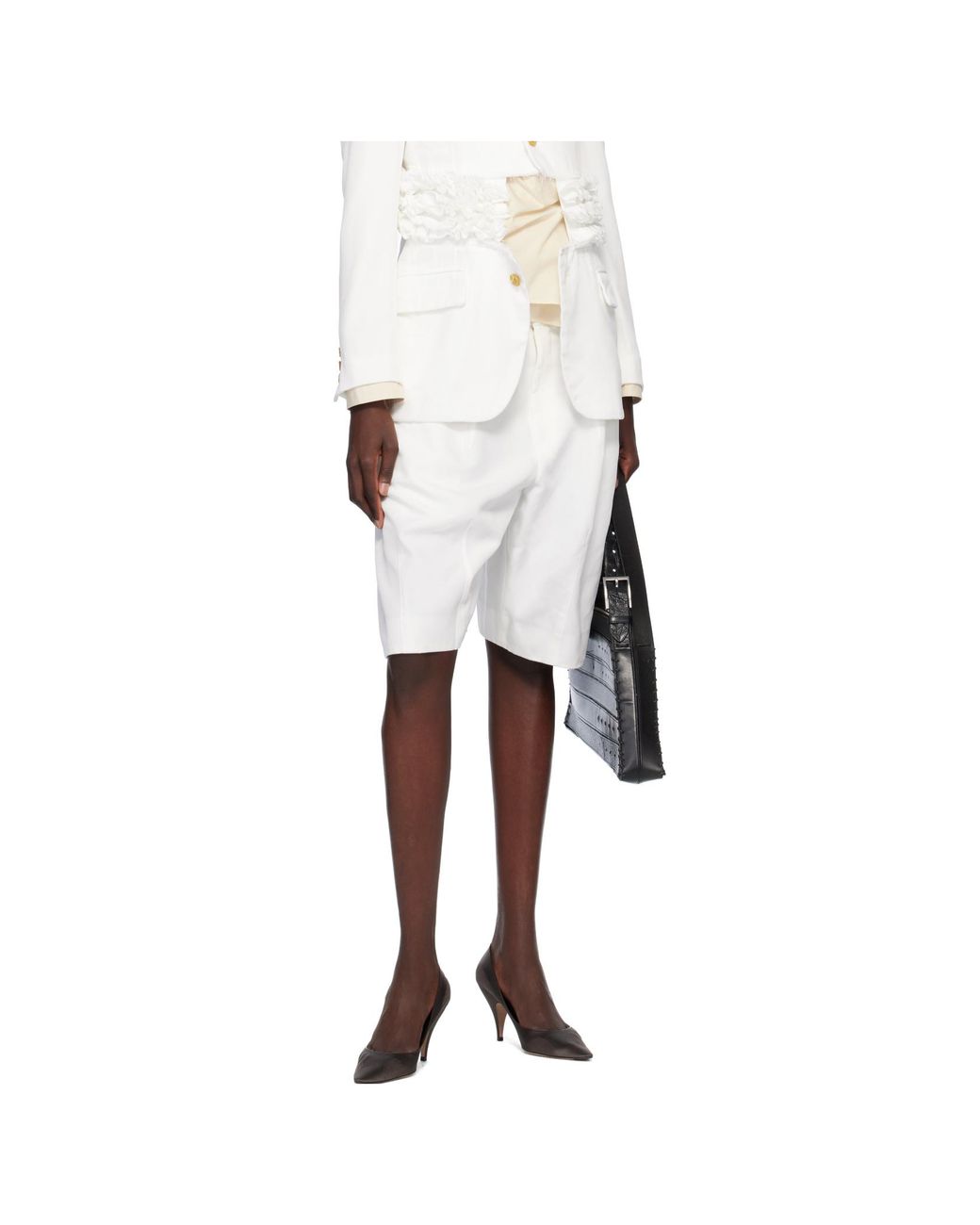 Comme des Garçons White Belt Loop Shorts