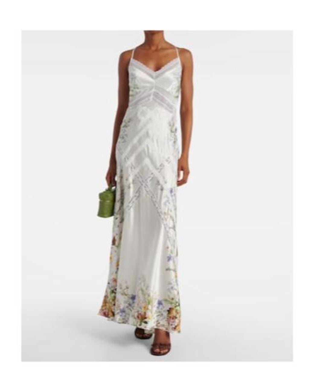 Camilla White Floral Silk Satin Slip Dress