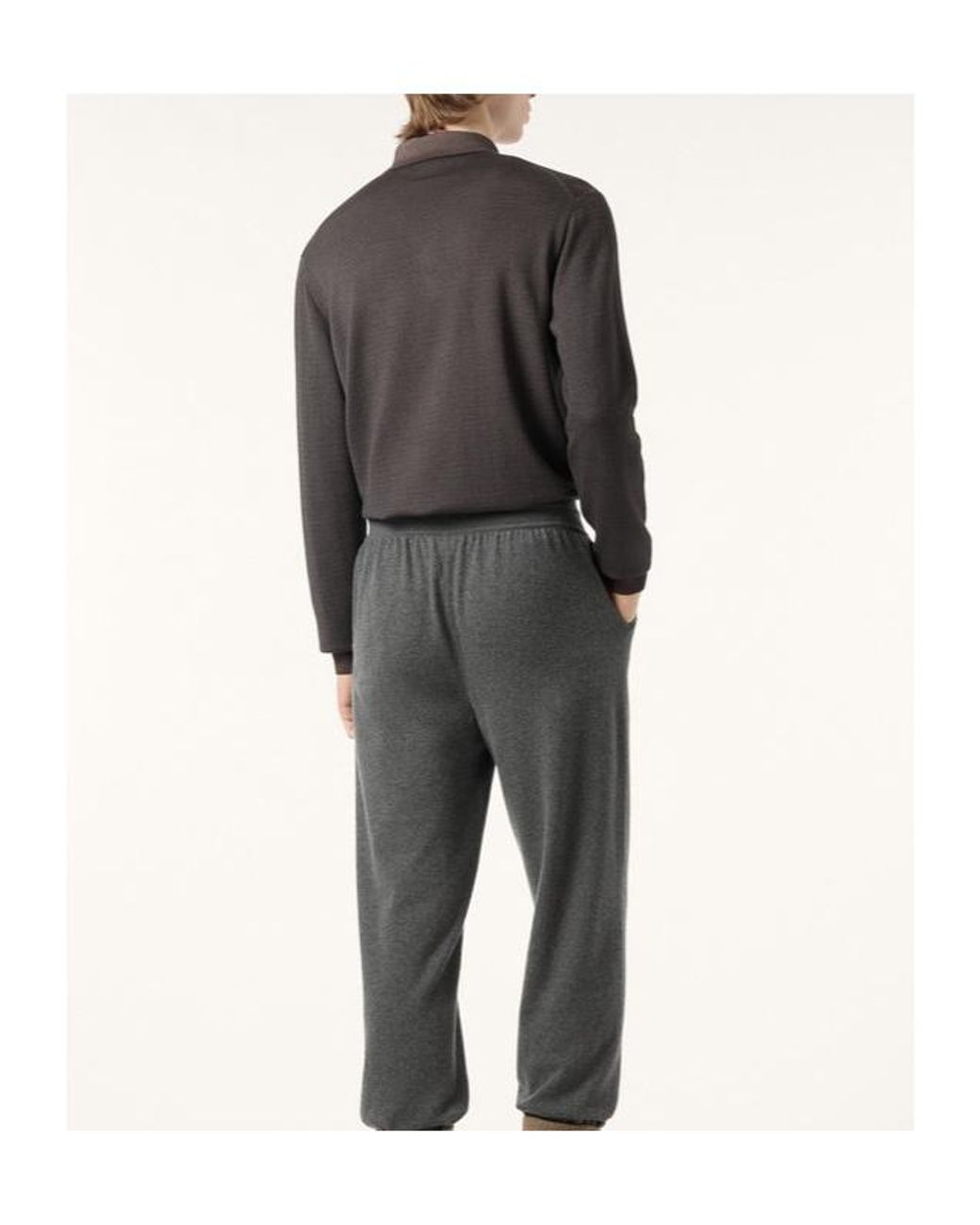 Loro Piana Gray Long-Sleeved Buttoned Polo Shirt for men