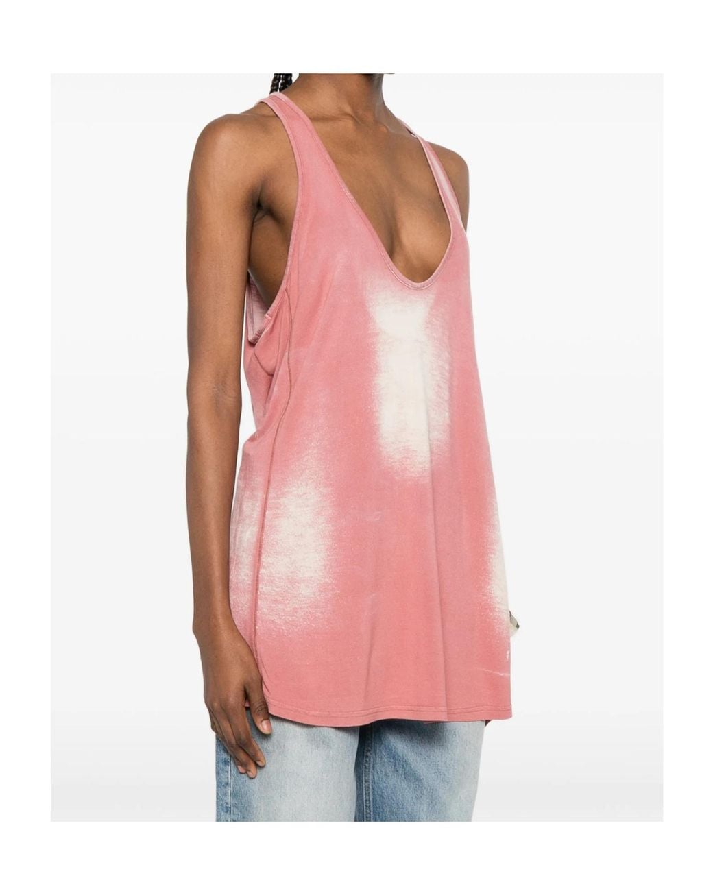DIESEL Pink Bleached V-Neck Top
