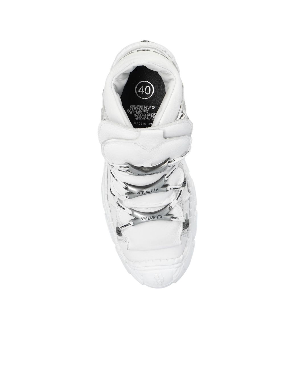 Vetements White X New Rock Logo Detailed Round Toe Sneakers