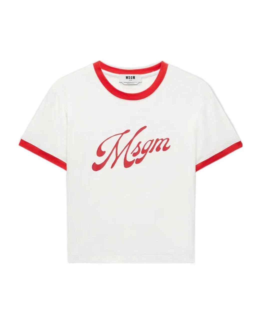 MSGM White Logo Printed T-Shirt