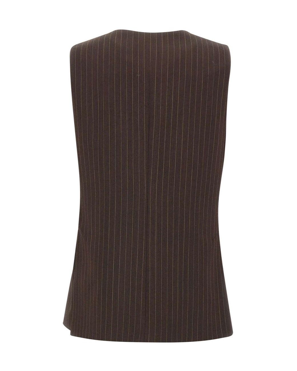 Marella Brown Ranghi Pinstripe Sleeveless Blazer