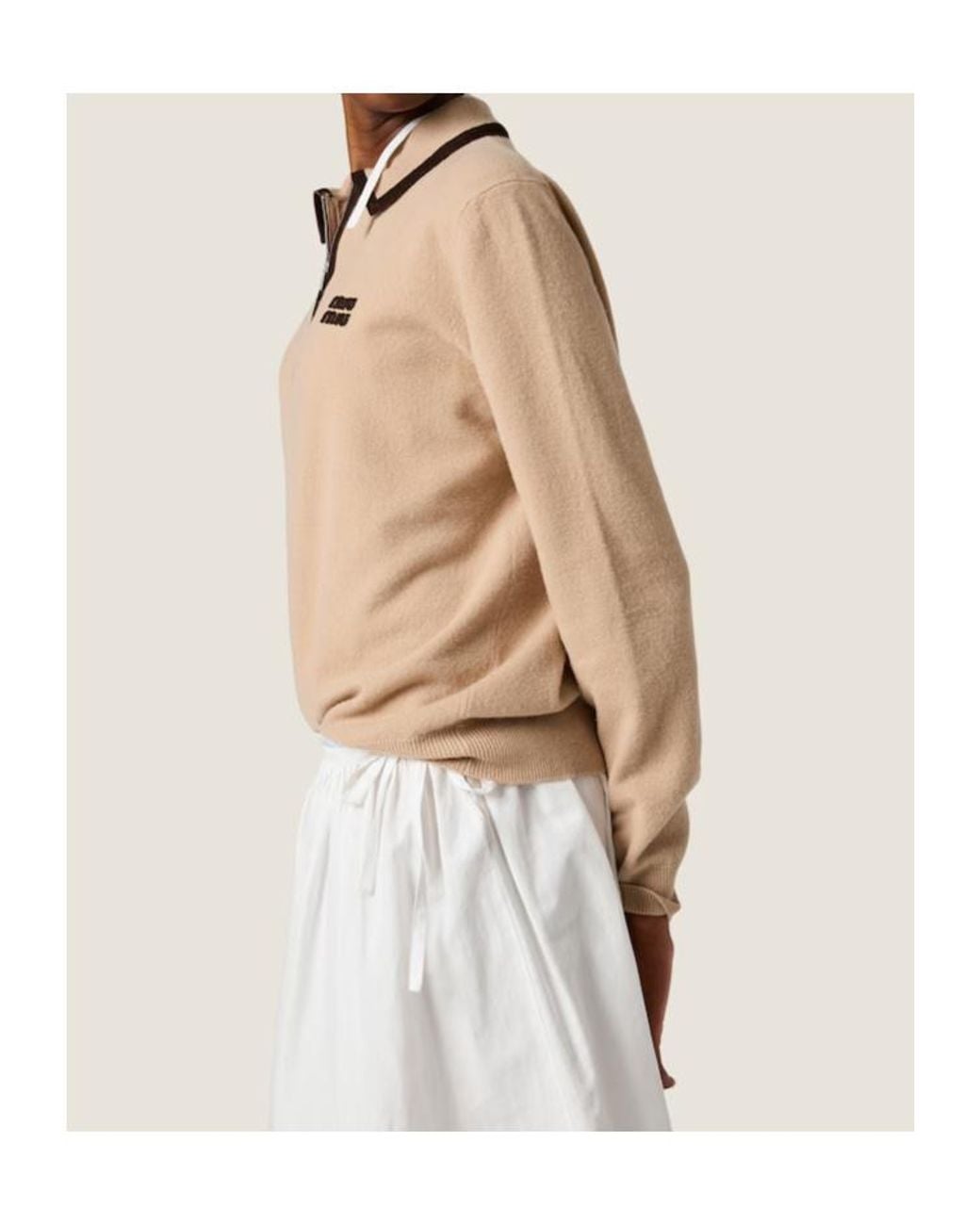 Miu Miu Natural Wool And Cashmere Polo Sweater