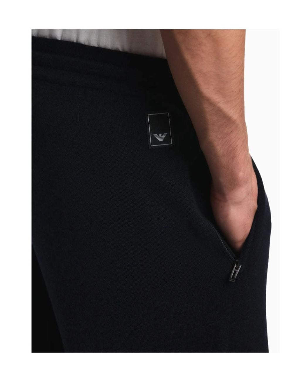 Emporio Armani Blue Drawstring Logo Pants for men