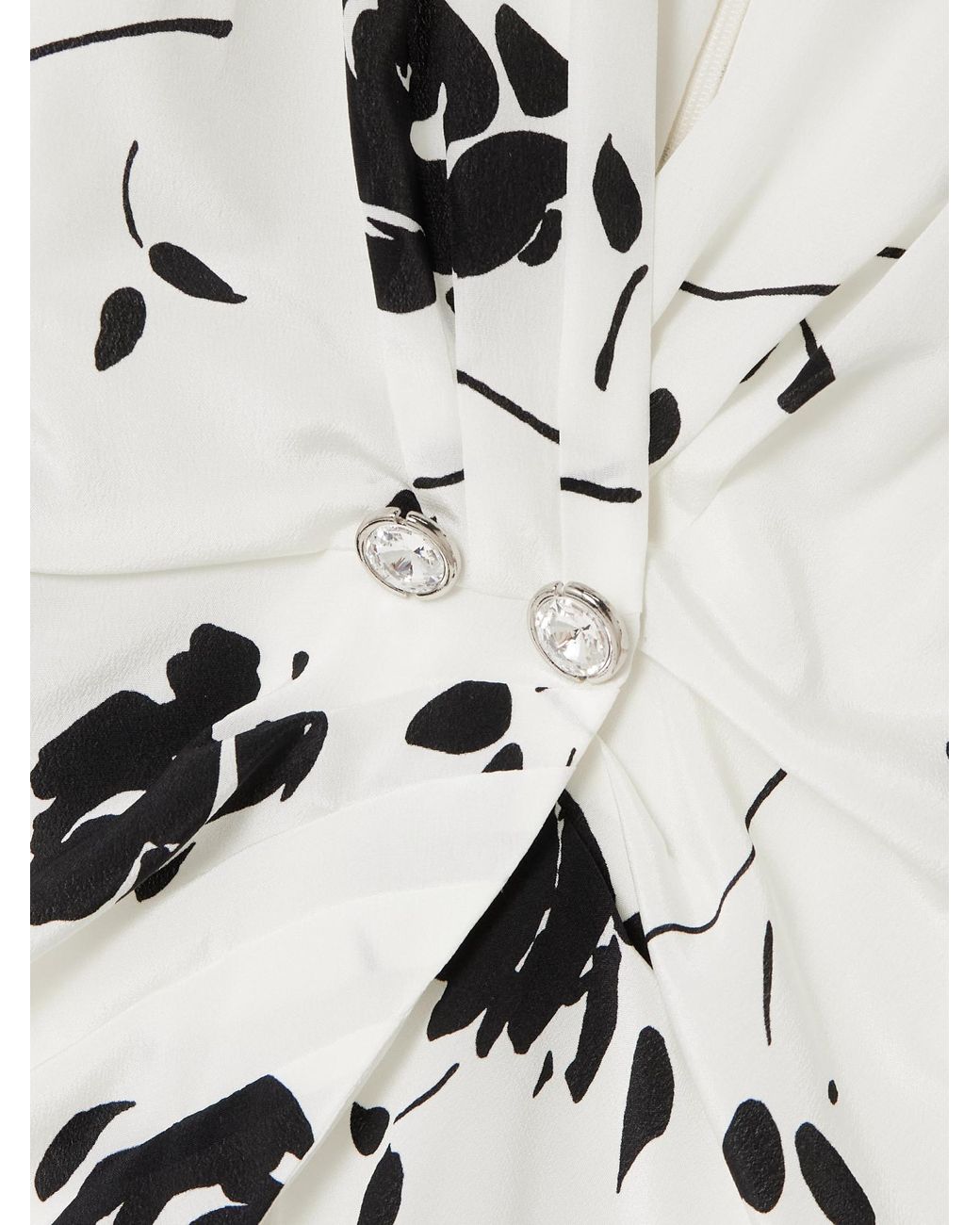 Alessandra Rich White Floral Silk Dress