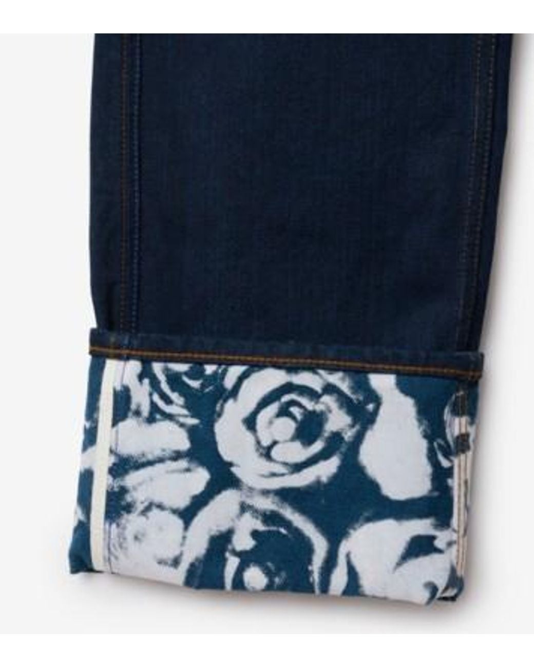 Burberry Blue Logo-Patch Straight-Leg Turn-Up Hem Jeans