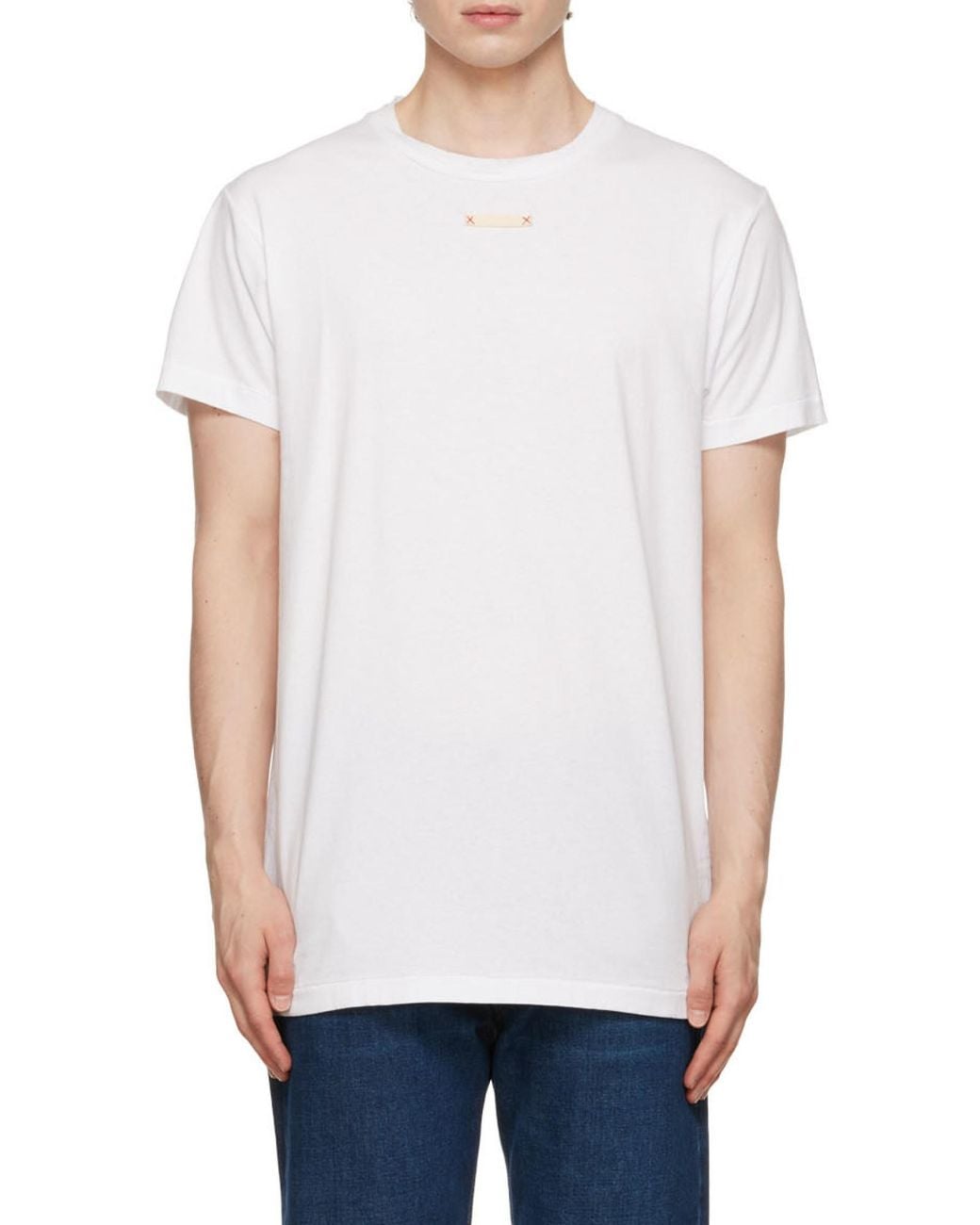Maison Margiela White Patch Detailed Crewneck T-Shirt for men