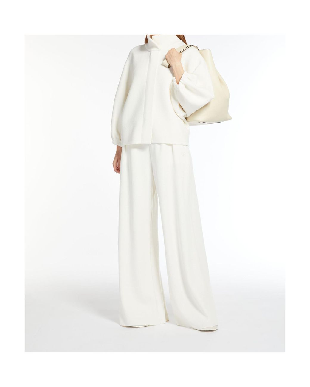 Max Mara White High Waist Wide Leg Trousers