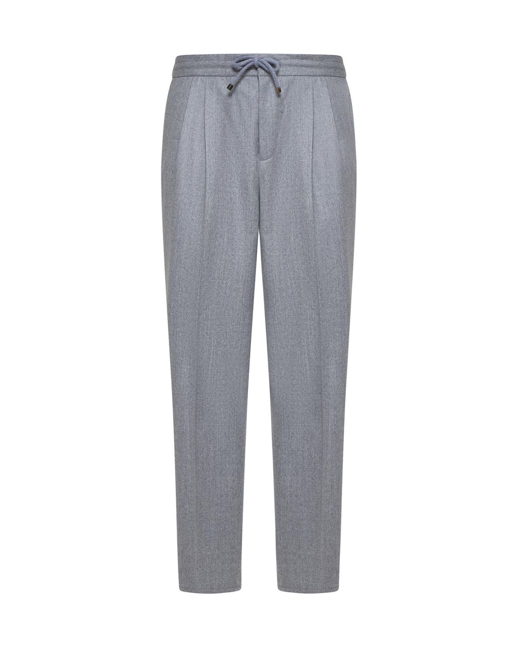 Brunello Cucinelli Gray Pleated Tapered Leg Trousers for men