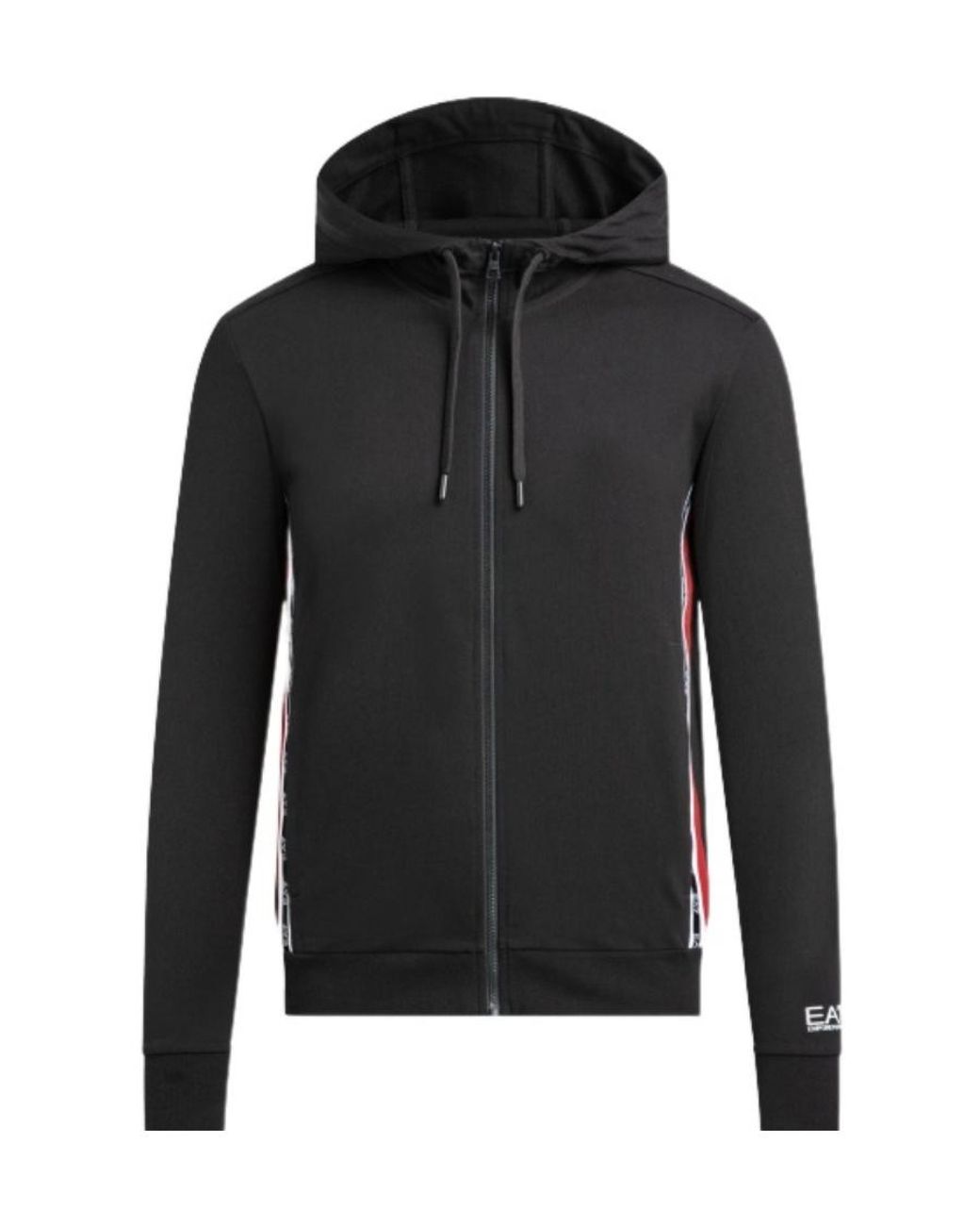 EA7 Black Logo Hooded Casual Jacket for men