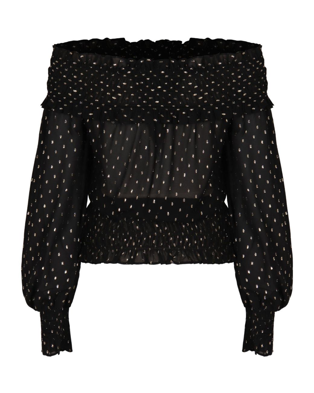 Self-Portrait Black Chiffon Top